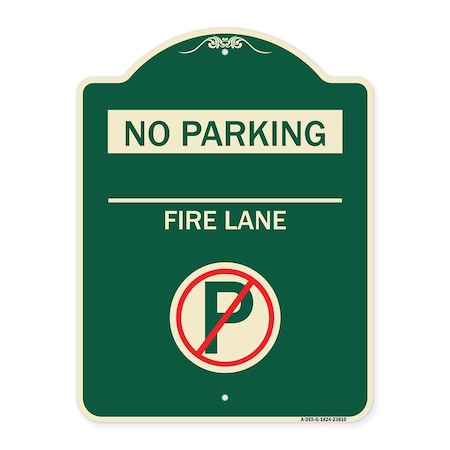 Signmission No Parking Fire Lane W/ No ParkingHeavy-Gauge Aluminum Architectural Sign, 24" x 18", G-1824-23810 A-DES-G-1824-23810